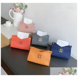Tissue Boxes Napkins Fashion Leather Tissues Box Luxury Designer Classic Brand High Quality Home Table Decoration Kitchen Dining D Dhlak