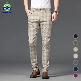 Męskie spodnie Jeewood Brand Autumn Plaid Pants Men Men Formon Prace Busines