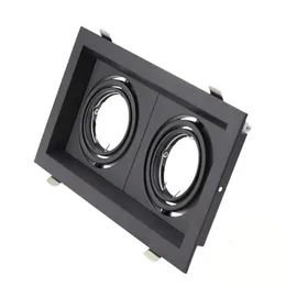 Downlights Square Embedded LED Ceiling Double Rings MR16 Halogen Bulb Light Fittings Holder Spotlight GU10 Frame Down Fixture
