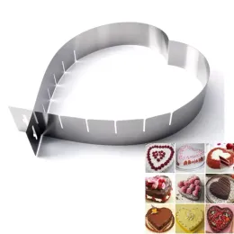 UPS قابلة للتعديل أدوات كعكة على شكل قلب مصنوعة من الفولاذ المقاوم للصدأ حلقة DIY أداة الخبز الخبز مخبز Mous Ring