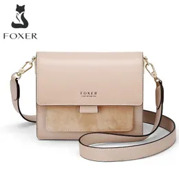 Borse da sera FOXER Donna Crossbody Shoulder Lady Mini borsa in pelle spaccata Borsa femminile Messenger Organ Bag Flap Special Day Present Gift 230320