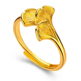 Rings For Women Plated Dainty Gold Jewelry Woman Stainless Steel Rings Ladies Luxury Designer Accessories For Women Ginkgo Leaf Open Mouth Women's Ring YW0003425