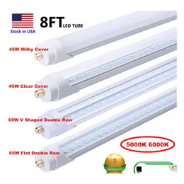 LED -rör 8ft 8 fot enstift FA8 T8 Tube Light Fixture 45W 65W V Formade dubbla rader BBS Drop Leverany Lights Lighting DH4ia