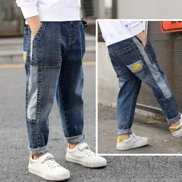Jeans ienens barn pojkar jeans lösa byxor denim klädbarn mode pojke casual bowboy långa byxor 5-13y 230320
