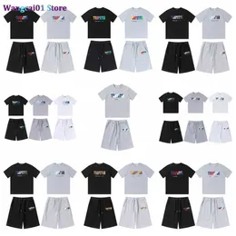 Wangcai01 Męskie koszulki Trapstar Spring Summer Summer Mężczyzn Kobiet T-Rainbow Redel Broidery Hip High Street Casual Short Shorts Suit 0320H23 0320H23