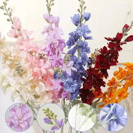 Decorative Flowers Artificial Delphinium Fake Violet Silk With Long Stem Faux Plant For Home Garden Wedding Party Table Vase Decor