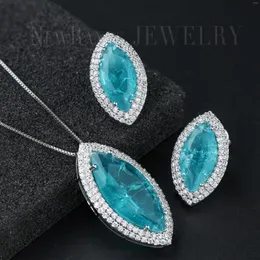 Necklace Earrings Set Ranos Women Fusion Stone Blue Water Drop Natural Pedra Statement Sets Jewelry SFX0062274