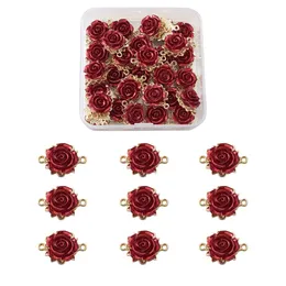 Charms 1Box 3D Rose Flower Rack Plating Alloy Pendants Links Anslutare för alla hjärtans dag armbandhalsbandsmycken som gör 230320