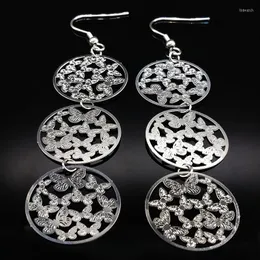 Dingle örhängen lång silver färg rostfritt stål droppörningar mode smycken kvinnor örhänge brincos grandes para mulheres e1582s01