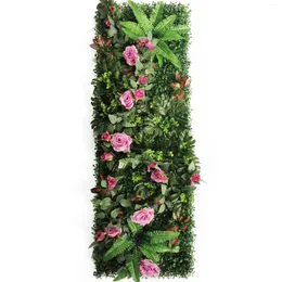 Decorative Flowers 40 120CM Home Decoration Artificial Plant Lawn Rose Panel Wall Covered With Straw Mat