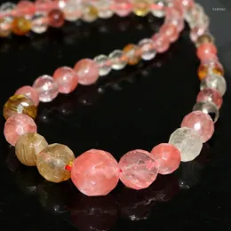 Choker Multicolr Cherry Quartz Watermelon 6-14mm Facetterade runda pärlor Tower Chain Chokers Diy Halsband för kvinnors smycken 18 tum B644