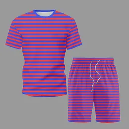 Jogging Odzież Summer Trend Krótkie zestawy mężczyzn Klasyczne paski modowe Koszulki Krótki strój 2023 Chic Tracksuit Suit for Man 5xl