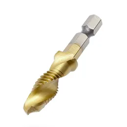 Ferramentas manuais 1pc HEX Shank M3-M10 Titanium banhado HSS parafuso rosca métrica Tap Bits