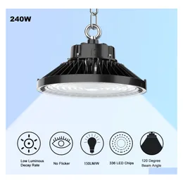 High Bay ETL DLC UFO LED -lampor 100W 150W 200W 240W Industrial Lighting Warehouse Exhibition Lamp Highbay Light 5 Years Drop Delivery DHNW5