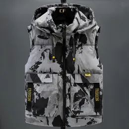 Men's Vests Autumn Winter Sleeveless Jackets Men 2023 Casual Camouflage Cotton Padded Vest Warm Thick Waistcoat Hooded Clothing 230320