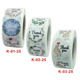 Wedding Flower Thank You stickers Wedding Stickers labels Floral Print Sticker 500pcs/roll for Seal Labels 2002