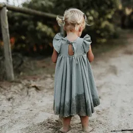 Vestidos da menina Ysubest 2023 Novo verão criança princesa vestido crianças algodão causal vestido babados cor pura bebê menina roupas coreano japão estilo