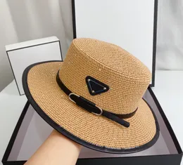 European Belt Triangle Metal Label Straw Hat Women's Spring and Summer Fashion All-Matching Vacation Beach Sun Shade Top Hat