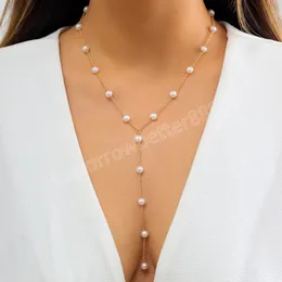 Pearl Beads Chain with Long Tassels Necklace For Women Trendy Charms Simple Pearl Beaded Choker 2022 Fashion Jewelry Accessories