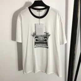 23SS Designer Women T-Shirt Round Neck Pure Cotton Perfume Bottle Tatwiter Print All-Match Short Sleeve T-Shirt عالية الجودة ملابس نسائية A1