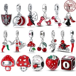 925 Siver Beads Charms för Pandora Charm -armband Designer för kvinnor Red Charms Amulet Plata de Ley