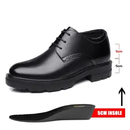 Обувь для обуви повысить 810 см. Платформа на высоком каблуке Черная официальная офисная кожа для мужчин Элегантный деловой лифт 230320