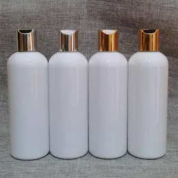Butelki do przechowywania 24PCS 300 ml biały czarny pusty plastikowy szampon Pet z złotym srebrnym krążkiem czapki pod prysznicem pojemnika na żel