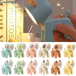 Masa lambaları mini led hayvan gece lambası ile telefon tutucu karikatür kreş ışığı ayarlanabilir açı ev oda dekoru sevimli köpek/geyik çocuklar için