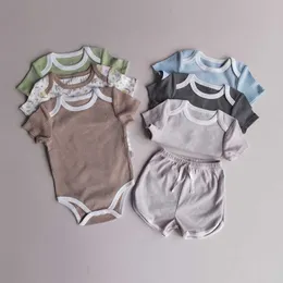 Наборы одежды 2022 Baby Girl New Olde Set Set Print Soft Chotcon Bodysuit Shorts Setts Set Toddler Комфортный Baby Boy Romper Bloomers Z0321