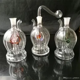 Hosahs transparent rund magen rökglas glas bongs tillbehör, glas rökrör färgglada