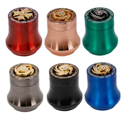 Vase Metal Herb Grinders Tobacco Grinder with Leaf Style 4-Pieces Hand Grinding Shredder Crusher Bend Saver with Diamond Mounted