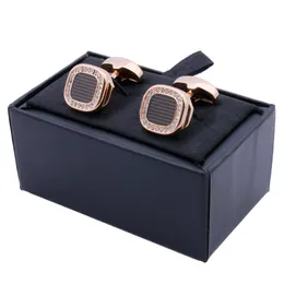 Cuff Links Cufflinks for Men with Gift Box Black Tone Brown Polishing Enamel Suit Business French Shirt Tuxedo HAWSON 230320