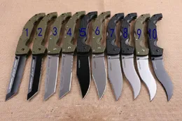 Grande coltello pieghevole da caccia all'aperto 440C lama seghettata manico verde militare strumento avventura da campeggio Taglierina da cucina