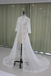 Wraps Jacken Applikationen Braut 3/4 Ärmeln Mantel Mantel Zug Hochzeit Capes Bolero Jacke Kleid Tüll Achselzucken