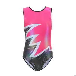 Dancewear Children Girls 514 Years Sleeveless Dance Dress Red Shiny Onepiece Tank Kids Teens Pattern Drop Delivery Baby Maternity Cl Dhve4