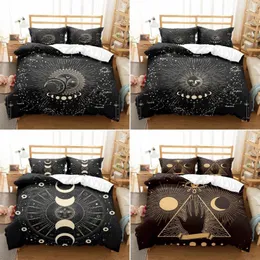 Juegos de ropa de cama antiguo sol luna edredón colorido galaxia estrellas Mandala conjunto 3D bohemio étnico edredón suave microfibra 3 uds