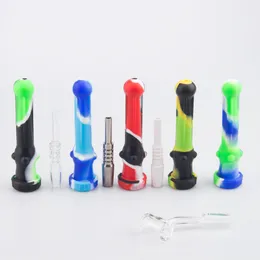 ChinaFairPrice SI003 Silikon Sigara İçme Borusu 14mm Seramik Uç Kuvars Banger Tırnak Renkli Dab Rig Borular