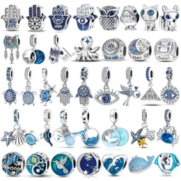 925 Silberperlen Charms für Pandora Charm-Armbänder Designer für Frauen Charms Plata De Ley 925 Oecan Schildkröte Delfin Anhänger Dämonenaugen