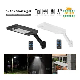 Solar Street Light 60 Led Pir Motion Sensor Ip65 Outdoor Garden Wall Dimmable Lamp Remote Controller Manual Drop Delivery Lights Lig Dhdst