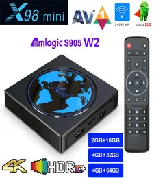 x98mini amlogic S905w2 TV Box Android 11 4G 64GB X98ミニサポートAV1 WiFi BTメディアプレーヤー4GB32GBセットTOPBOX8012907