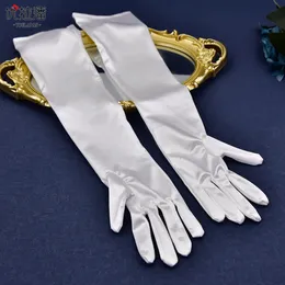 Festlig satin 55 cm långa handskar lyxiga barock brudhandskar bröllop smycken tillbehör VM22