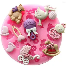 Bakningsformar baby shower party 3D silikon fondant mögel för kaka dekorera socker hantverk chokladverktyg diy