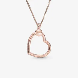 Colar de charme de coração de ouro rosa 18K para Pandora 925 prata esterlina designer de joias de casamento para mulheres namorada colares de presente com caixa original