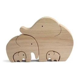 Decorative Objects Figurines Children Bedroom Cute Wood Elephant Statue Ornament for Furniture Decor Toy Family Decoration Crafts 230320