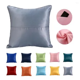 Pillow Case Satin Imitated Silk Pillowcase Decorative Cases 45x45cm With Pocket Solid Cushion Cover For Sofa Chair Crative Home Decor