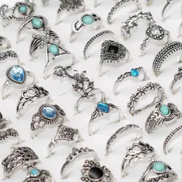 Pierścienie klastrowe masowe partie 60pcs w stylu mieszanka Czech Kamienna vintage kobiety luksusowy urok regulowany prezenty biżuteria akcesoria palec hurtowe