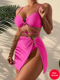3 pezzi Bikini 2023 donne sexy da nuoto femminile da bagno femminile perizoma perizoma brasiliano set bikini abito da bagno bibico abito da spiaggia