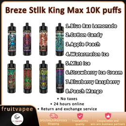 Autentisk Breze Stiik King Max engångscigaretter 10000 puffar 20 ml Starter Kit Mesh Coil 850mAh Uppladdningsbart batteri