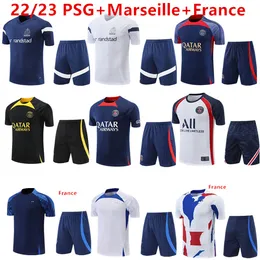 2022-2023マルセイユスポーツウェアメンズアンドキッズスーツフットボールサッカートレーニングスーツ22/23 PSGS OM Survetement Maillot Foot Chandal