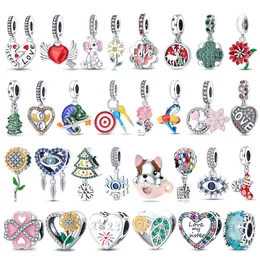 925 Siver Beads Charms för Pandora Charm -armband Designer för Women Heart Sunflower